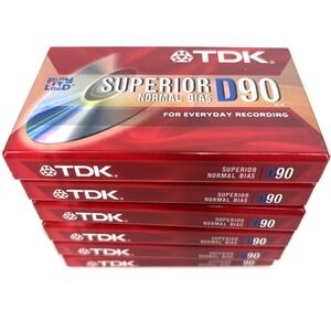 Lot of 6 TDK Superior D90 Normal‎ Bias Audio Cassette Tapes SEALED